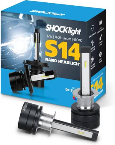Par de Lâmpadas Automotivas Headlight S14 Nano H3 6000K 12V 3600LM Shocklight - SLL-140003