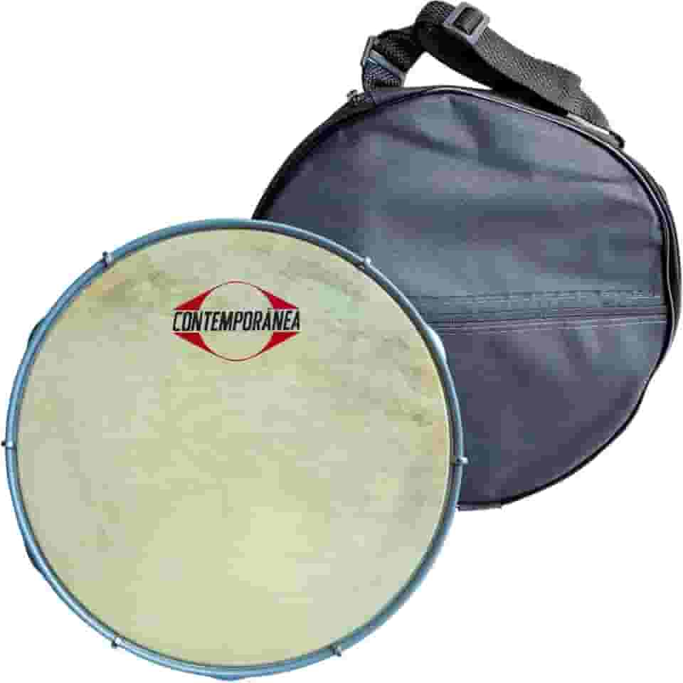 Kit Pandeiro 10 Polegadas Contemporânea Madeira e Couro 20LT + Capa