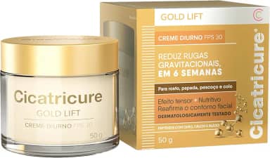 Cicatricure Gold Lift Creme Diurno FPS 30 | Reduz Rugas gravitacionais em 6 semanas | Efeito tensor nutritivo reafirma contorno facial, papada, pescoço e colo | Hidratante facial clareador | 50g