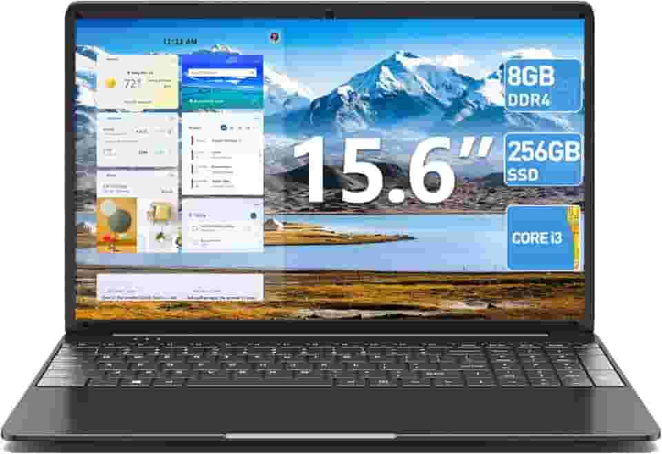 SGIN Laptops Windows 11, laptop de 15,6 polegadas 8 GB DDR3 512 GB SSD com processador I3, webcam, HDMI, USB 3.0, bateria de 7000 mAh, WiFi, tipo-C, BT4.2, USB 3.2 * 3 (preto)