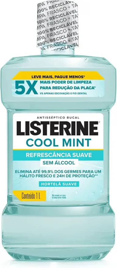 Listerine Enxaguante Bucal Cool Mint Sem Álcool, 1L