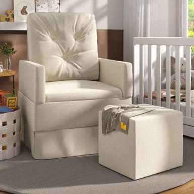 Poltrona de Amamentação com Balanço e Puff Multimóveis Ex4002 Bege
