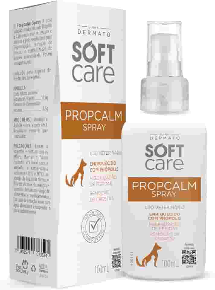 Propcalm Spray Soft Care Dermato 100mL - higienização da pele, remoção de crostas e neutralização de odores, com secagem rápida para cães e gatos