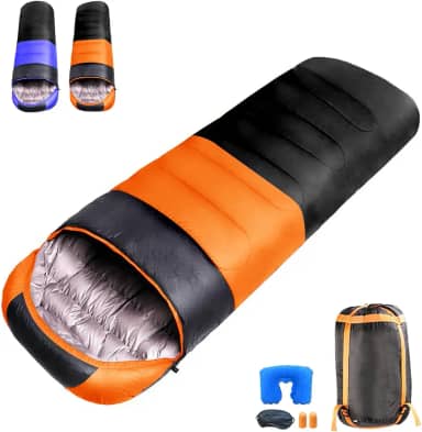Saco de dormir para adultos, mochila leve, à prova d'água, clima frio -1,1 °C - Sacos de dormir quentes e espessos com zíper para acampamento, viagem, ciclismo, quatro estações