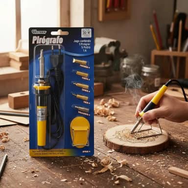 Western Pirógrafo Multifuncional, 30W, Amarelo e Preto, Kit com 5 Pontas para Gravação em Madeira, Couro, EVA, PVC, 127/220V (127V)