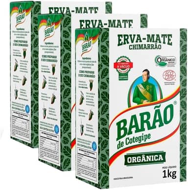 Kit Com 3 Erva Mate Orgânica o melhor Chimarrão Barão Cotegipe 3 Kg