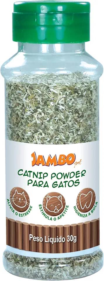 JAMBO PET Erva Natural Catnip Powder Alivia O Estresse Contém 30g Para Gatos