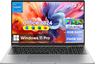 EYY Laptop de 15,6 polegadas, laptops com 8 GB de RAM, SSD de 256 GB, tela 100% sRGB, processador Celeron N4000 (até 2,6 GHz), notebook de banda dupla, WiFi BT 4.2, HDMI, longa vida útil da bateria