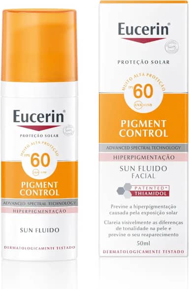 EUCERIN Protetor Solar Facial Antimanchas FPS 60 50ml, Pigment Control, Clareador, Proteção UVA, UVB e Luz Visível, Thiamidol