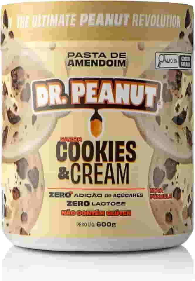 Dr. Peanut Pasta de Amendoim c/Whey Protein - Sabor Cookies & Cream, Pote 600g