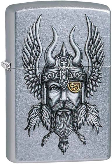 Zippo Isqueiro Viking Warrior Design Street Cromado, tamanho único (29871)