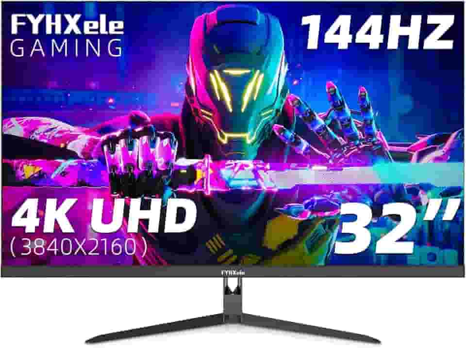 Monitor de jogos 4K de 32 polegadas, monitor IPS rápido UHD de 144 Hz, monitor de computador compatível com FreeSync, HDR400, 1ms, 100% sRGB, com DP, tipo C, HDMI 2.0/2.1, hub USB