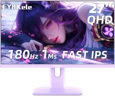Monitor de jogos de 27 polegadas, monitor de computador 165Hz QHD 1440P Fast IPS Panel Pc Monitor, sRGB100%, 1ms, DisplayPort/HDMI/Eye Care/Suporte de parede compatível com roxo