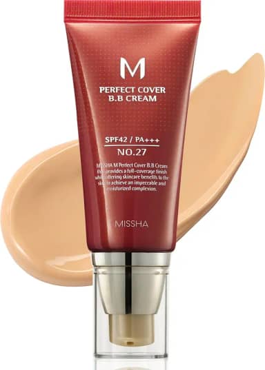 MISSHA M Perfect Cover BB Cream #27 FPS 42 PA+++ 50 ml - Maquiagem leve, multifuncional, de alta cobertura para ajudar a infundir a umidade para uma pele mais firme com redução na aparência das linhas finas