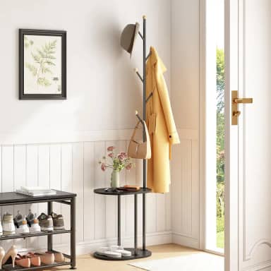 Cabideiro de Chão, Cabide de Entrada, Resistente e Estável, Mesa Lateral Adequado para Quartos, Salas de Estar e Entrada
