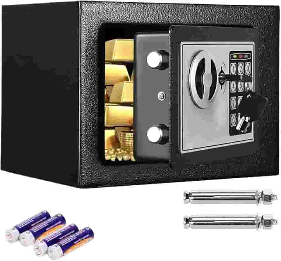 Cofre Eletrônico e de Segurança - Cofre Digital com Senha de 3-8 Dígitos, à Prova de Fogo e Água, Feito em Aço Reforçado, para Casa, Escritório, Hotel - Montagem em Parede ou Chão