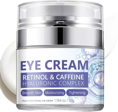 Creme para olhos com cafeína para olheiras e inchaço, creme de retinol para olhos antienvelhecimento e rugas, hidratante reafirmante e reparador sob os olhos para hidratar, reduzir linhas finas