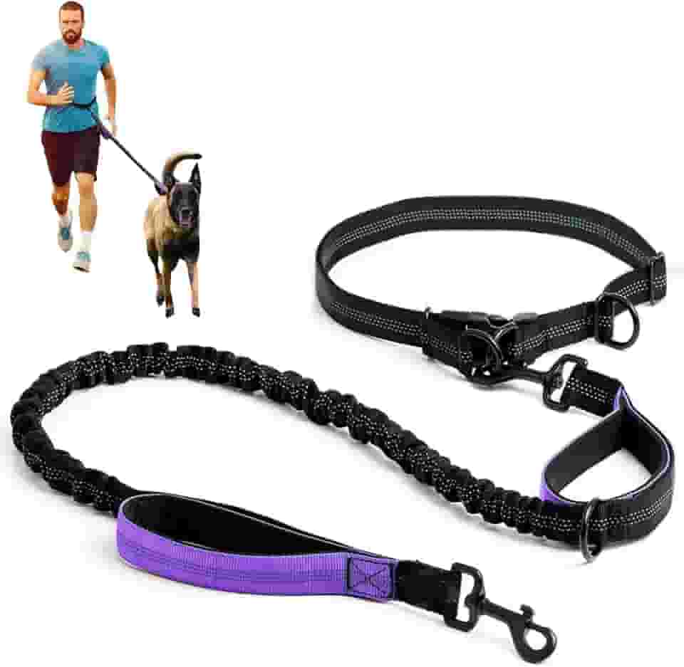 Guia Retrátil Dupla Refletiva para Cães, Guia para Cachorros, Cinto Ajustável, Adequado para Correr com Cães e Atividades ao ar Livre (Roxo)