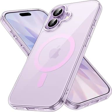 JETech Capa Magnética para iPhone 17 6,3 Polegadas Compatível com MagSafe, Case Protetora de Telefone à Prova de Choque, Parte Traseira Transparente Anti-Riscos (Roxo)