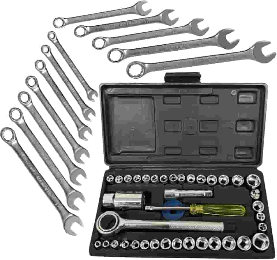 Kit Chave Combinada Boca Estrela Resistente 6a22mm Jogo Soquete Chave Catraca Canhão Pito Aço Carbono 52pçs