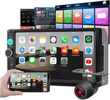 Central Multimídia MP5 Universal 2 DIN – Tela Touch Screen 7 Polegadas HD – Com Câmera de Ré para Manobras Seguras – Bluetooth, USB e Espelhamento de Tela (iOS/Android)