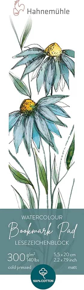 Aquarela Marca paginas Hahnemühle 300 g/m², textura fina, 5,5x20cm, 15 fls