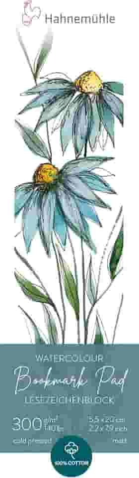 Aquarela Marca paginas Hahnemühle 300 g/m², textura fina, 5,5x20cm, 15 fls