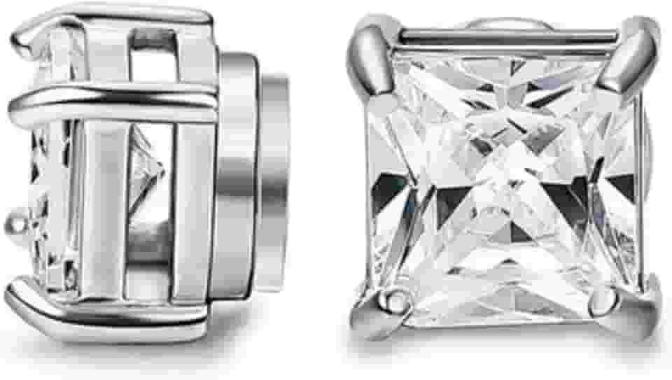 Brinco Masculino Magnético Imã Fake Brilhante Aço Inox Par