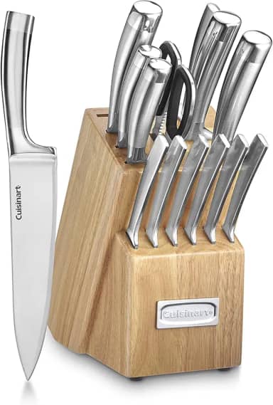Conjunto de Facas Pro Collection Cuisinart 15 Peças em Aço Inoxidável com Porta Faca de Madeira
