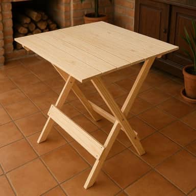 Mesa Dobrável de Madeira Pinus 60x60 cm – Compacta, Portátil e Resistente, Ideal para Varanda, Churrasco, Camping e Cozinha