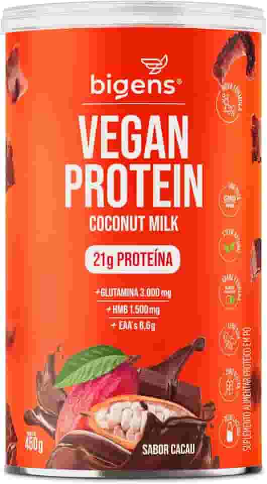 Vegan Protein coconut milk, 21g de proteína ervilha e arroz, GMO Free, Glutamina, HMB, EAAs, Vitaminas B Metil, 450g, Biogens (Cacau)