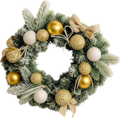 Guirlanda de Natal com Enfeites Flores 40cm Decoração Luxo (Branco e Vermelho)