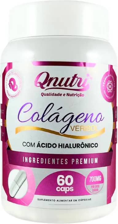 Colágeno Verisol 60 Cápsulas Acido Hialurônico Biotina Zinco Vitaminas Minerais Suplemento Qnutri