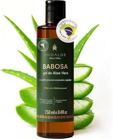 AHOALOE Babosa Puro Gel de Aloe Vera - Gel Multifuncional Corporal e Capilar - Hidratação Profunda - Rico em Vitaminas e Nutrientes - Revitaliza e Regenera - Todos os Tipos de Pele e Cabelo - 250ml