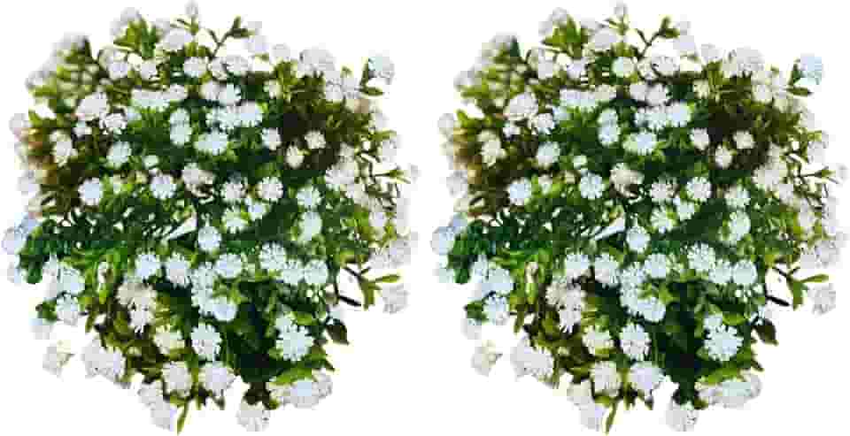 KINDU - 2 unidades de Mini Buquê de Flores Mosquitinho Branco Artificial