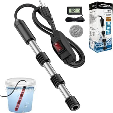 Aquecedor de água de imersão para banheira com interruptor e termômetro LCD para controle de temperatura da água, aquecedor de balde portátil, aquecedor de banheira de hidromassagem para piscina