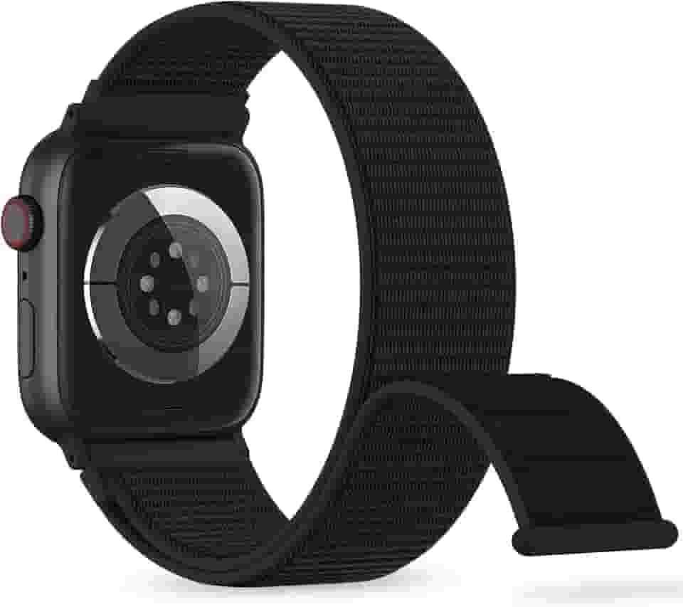 Pulseira esportiva de nylon compatível com Apple Watch séries 10/9/8/7/6/5/4/3 de 38 mm, 40 mm, 40 mm, 41 mm, 42 mm, 45 mm, 46 mm, 49 mm, respirável, ajustável, compatível com iWatch séries 10/9/8/7/6
