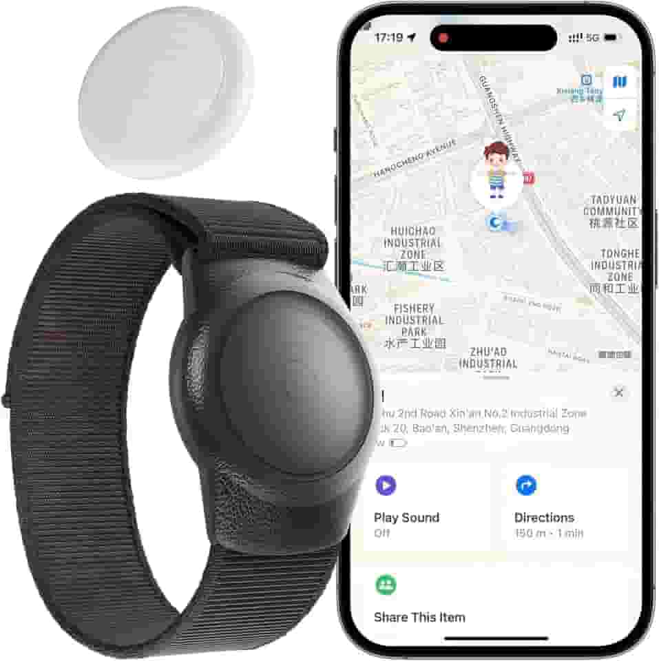 HONGTOP H Rastreador Gps Para Crianças (Somente Ios), Adolescentes, Necessidades Especiais, Idosos, Pulseira De Relógio Com Infantil Em Tempo Real, Funciona O Aplicativo Find My Mini Dispositivo Ras