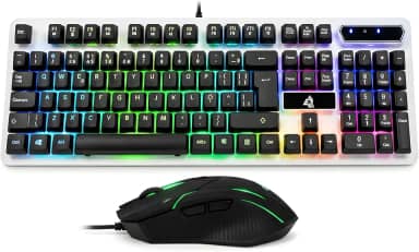 Kit Teclado e Mouse Gamer LED RGB Semi Mecânico, Teclas Suaves, Anti-Ghosting, Alta Precisão, USB Plug & Play, Compatível com PC, PS4, PS5, Xbox
