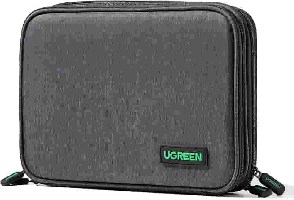UGREEN Organizador eletrônico Bolsa de armazenamento para organizador de cabos de viagem para cabos de dados, carregador USB C, cartão SD, disco rígido, cabo de carregamento, mouse, banco de