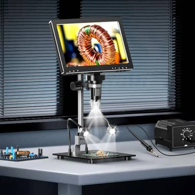1080FHD Microscópio Digital,7'' Microscópio Portatil USB Zoom 1200x Profissional Técnico PC, com Luzes de LED Ajustáveis