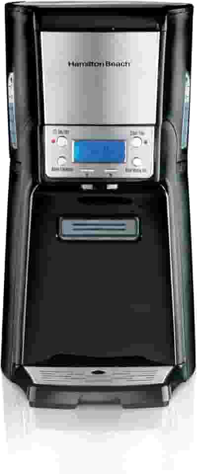Hamilton Beach Máquina de Café por Gotejamento com Distribuição Programável de Uma Prensa com Pote de Fermentação Interno de 12 Xícaras, Reservatório de Água, Preto com Cromo (48464)