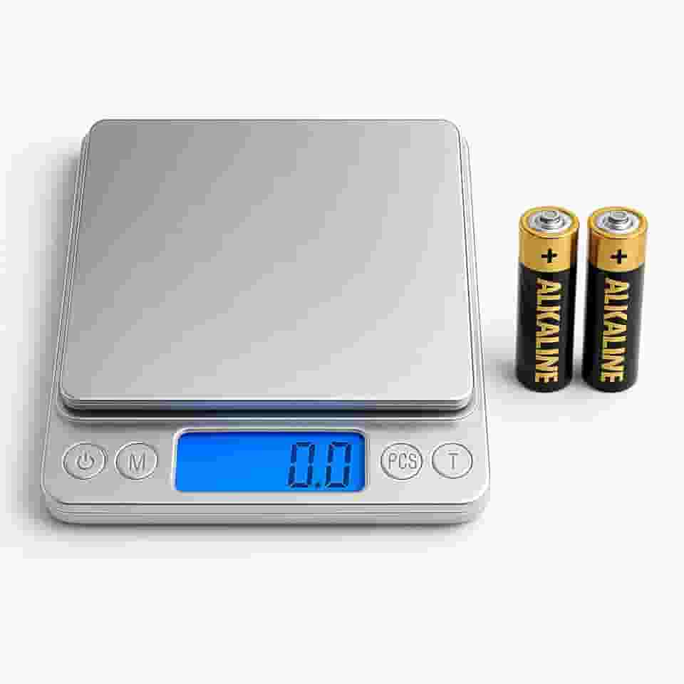 Balança de Cozinha Digital Precisão 0,1g até 2kg Com Visor Luminoso, Sensores de Alta Precisão e Pesagem em Diferentes Unidades de Medidas Com 2 Bandejas e 2 Pilhas Inclusas