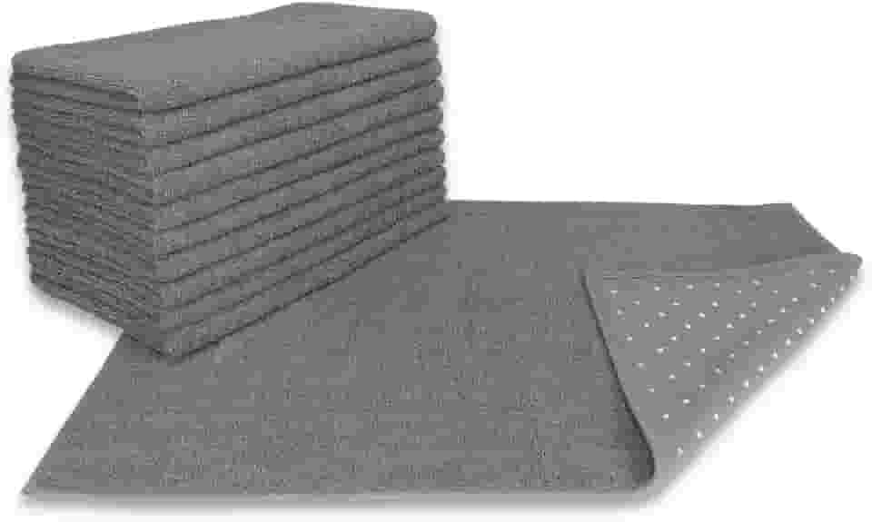 Kit 05 Tapete para Banheiro Atoalhado Felpudo Luxo c/Antiderrapante 550g/m² 45x70cm Padrão Hotel/Pousada - Cinza