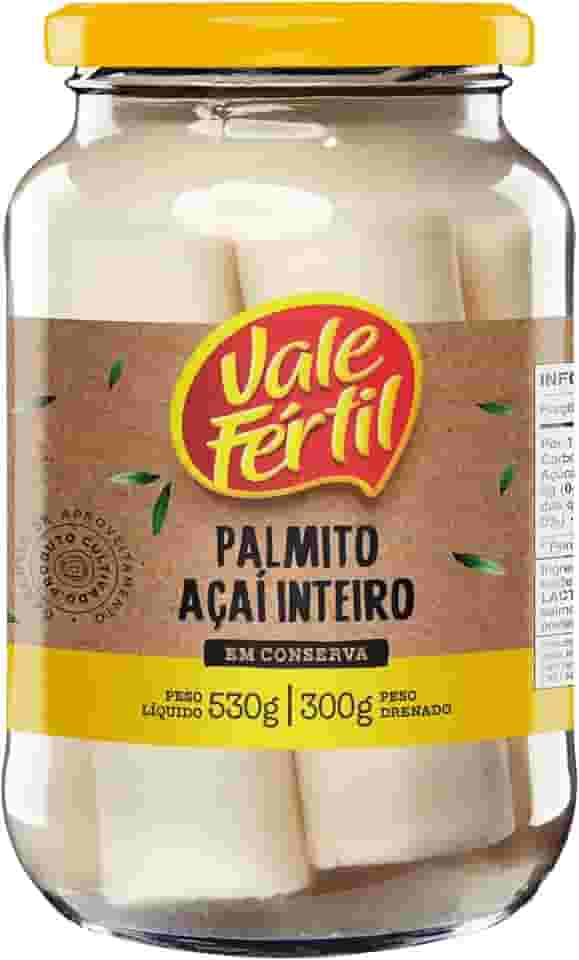 Vale Fértil Palmito Açaí Em Conserva Inteiro Vidro 300G Pequeno