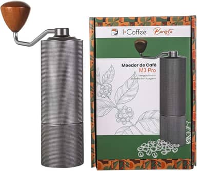 icoffee Moedor de café manual M3PRO com capacidade de 20 g com broca cônica de aço inoxidável CNC, ajuste interno ajustável, posicionamento de rolamento duplo, prensa francesa para presente de moedor manual