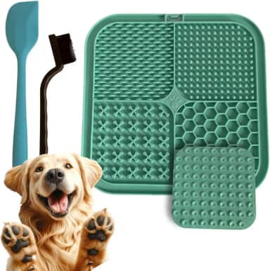 Tapete Silicone Pet Lambedor Para Cães Gatos com Ventosa - Lamber Interativo Inibidor de Ansiedade - ALVATEC ATC® (Verde)