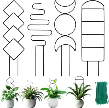 4 Pacotes Treliça para Plantas Trepadeiras Internas, Pequeno Jardim Treliça de Metal para Plantas Em Vasos Ao Ar Livre para Suporte de Planta de Flor de Hera de Videira, 4 Padrões Diferentes D
