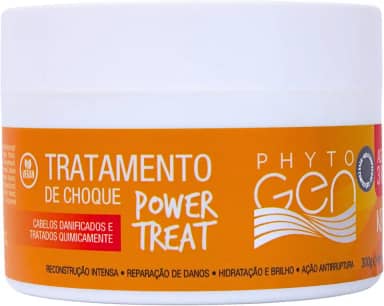 Phytogen, Máscara de tratamento para cabelos, Para todos os tipos de cabelos, Tratamento de choque, Power Treat, 300g, Laranja