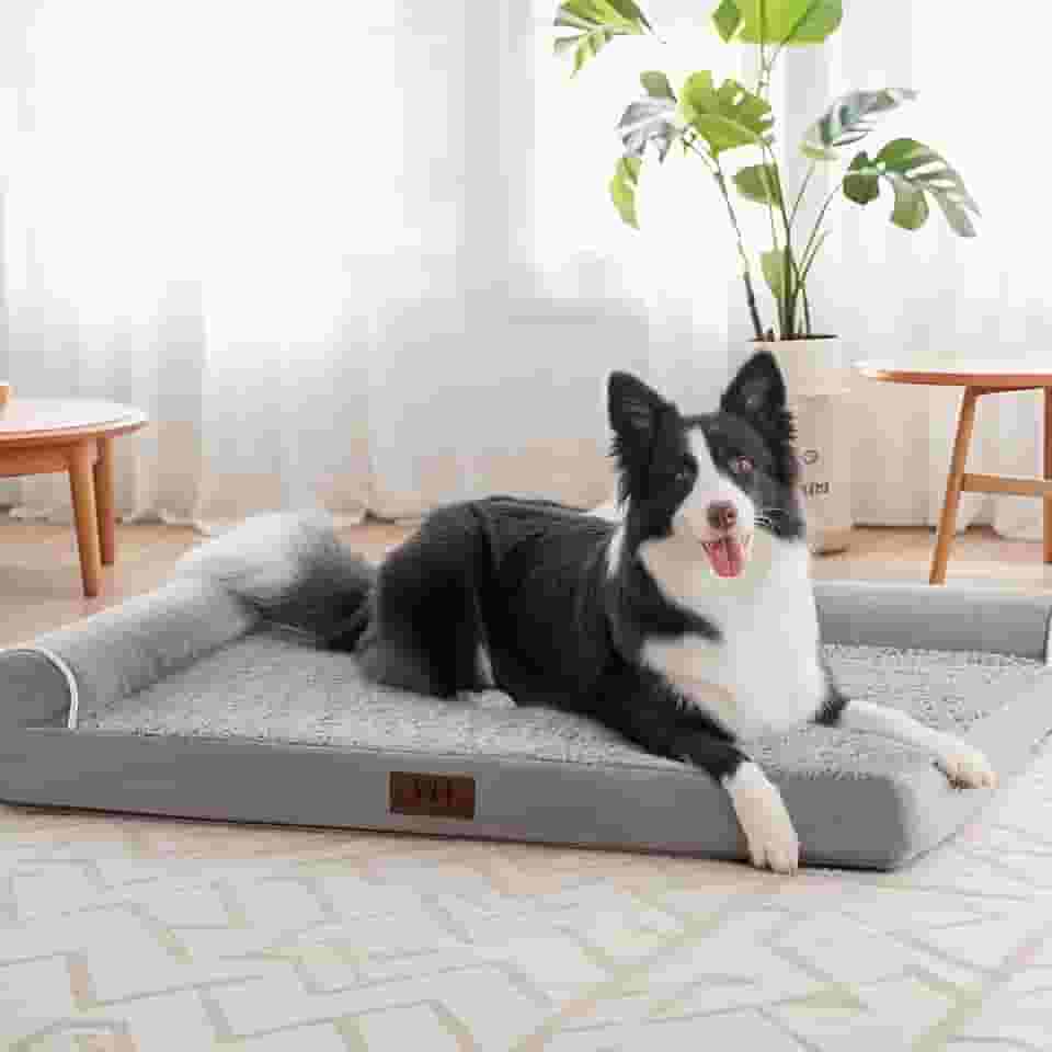 Camas ortopédicas para cães de tamanho extra grande, sofá-cama para animais de estimação com capa lavável removível, suporte de espuma de ovo, almofada reforçada para um sono confortável, cama
